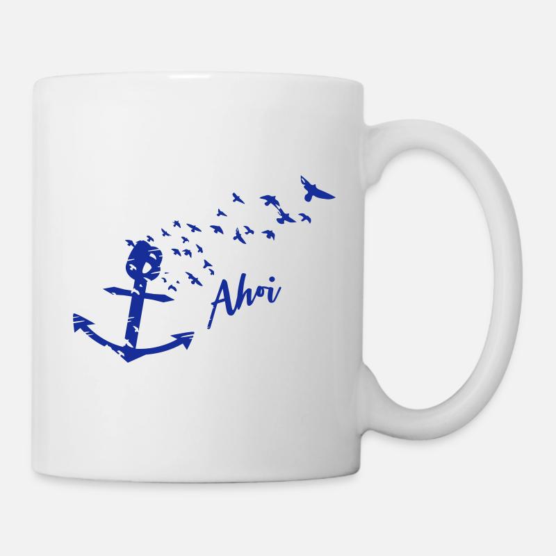 Ahoi.. Anker mit Möwen - Tasse - Weiß