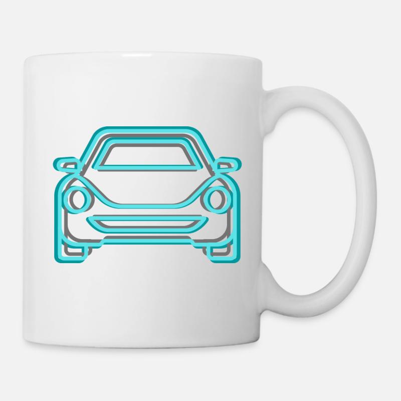 voiture bleue - Mug blanc - blanc
