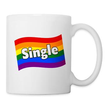 Gay Pride célibataire gay people drapeau arc-en-ciel LGBTQ - Mug blanc - blanc - Droite