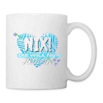Die Tut Nix Die Will Nur Häkeln Blau Herz Herzen - Tasse - Weiß - Rechts