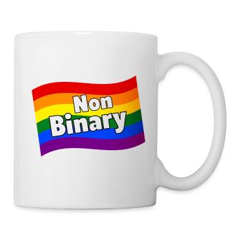 Nicht-binär Nicht-binäre Regenbogenflagge Vielfalt LGBTQ+ - Tasse - Weiß - Rechts