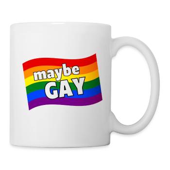Peut-être gay peut-être pas gay drapeau arc-en-ciel LGBQ pride - Mug blanc - blanc - Droite