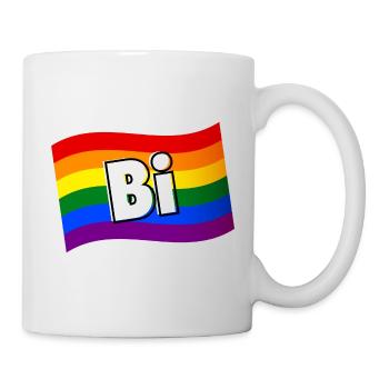 Bisexual Pride bi et fier drapeau arc-en-ciel LGBT - Mug blanc - blanc - Droite