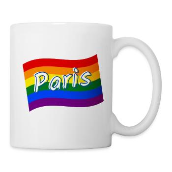 Gay Pride Paris France rainbow flag LGBT LGBTQ - Mug - white - Right
