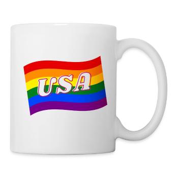 Gay Pride USA Amérique drapeau arc-en-ciel FIERTÉ LGBTQ - Mug blanc - blanc - Droite
