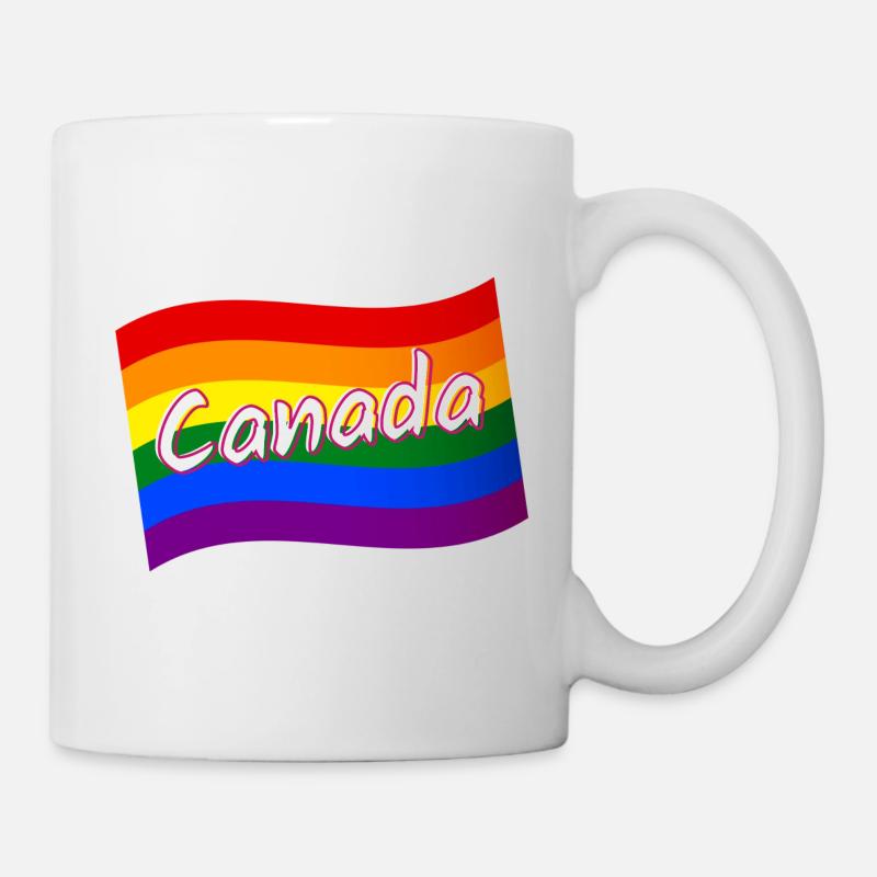 Gay Pride Canada Drapeau arc-en-ciel canadien LGBT LGBTQ - Mug blanc - blanc