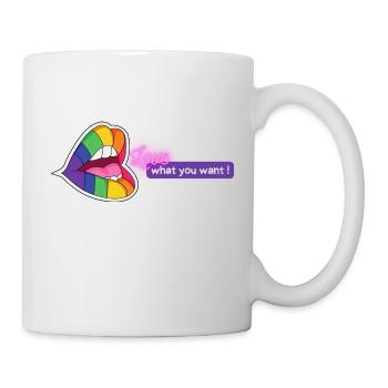 LGBT Lèvres colorées Aimez ce que vous voulez Idée cadeau - Mug blanc - blanc - Droite