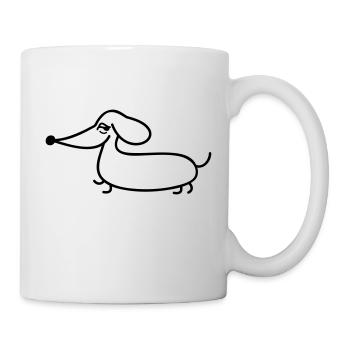 Dackel lustig linear - Tasse - Weiß - Rechts