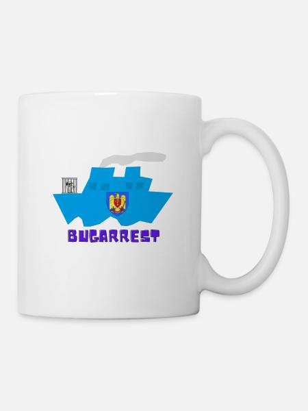 Bukarest vs Bugarrest, eingesperrt vorn auf Schiff - Tasse - Weiß
