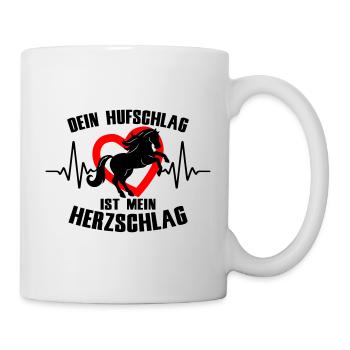 Herzschlag Pferd Hufschlag | Farben änderbar - Tasse - Weiß - Rechts