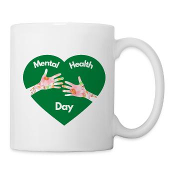 T-Shirt World Mental Health Day Gift Heart Green - Mug - white - Right
