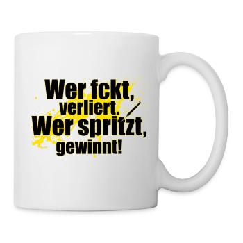 Wer spritzt gewinnt! - Tasse - Weiß - Rechts