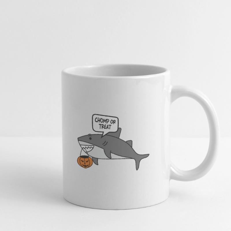 Halloween süßer Hai, Chomp oder Leckerbissen Tasse