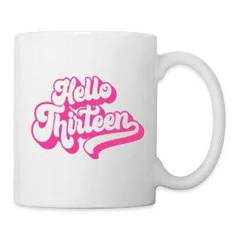 Hello Thirteen - Cute 13th Birthday 13 Years Old - Mug - white - Right