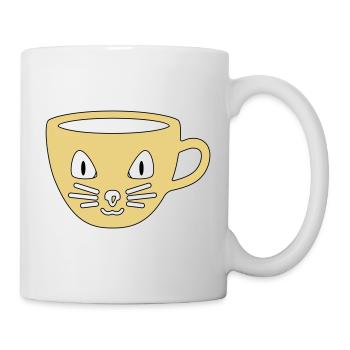 Tasse mit Katzengesicht Kaffeetasse Teetasse Katze - Tasse - Weiß - Rechts