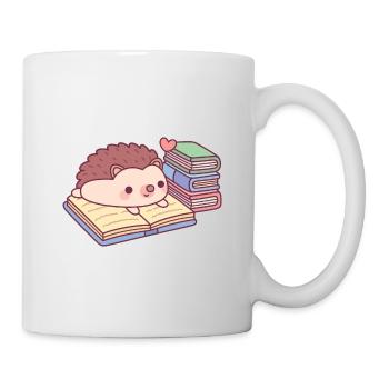 Süßer Igel, der ein Buch liest - Tasse - Weiß - Rechts