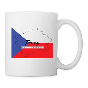 Prag - Hauptstadt mit GPS & Flagge - Tasse - Weiß - Rechts