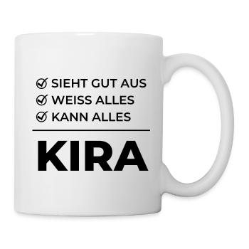 Kira Geschenk Lustiger Spruch Kann Alles - Tasse - Weiß - Rechts