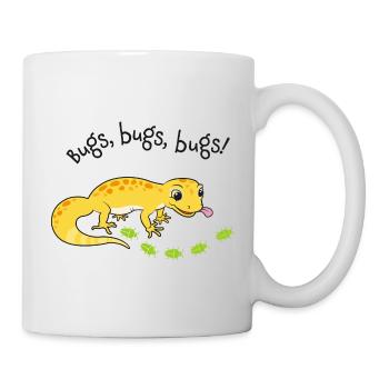 Leopardgecko mit Köstlichkeiten - Tasse - Weiß - Rechts