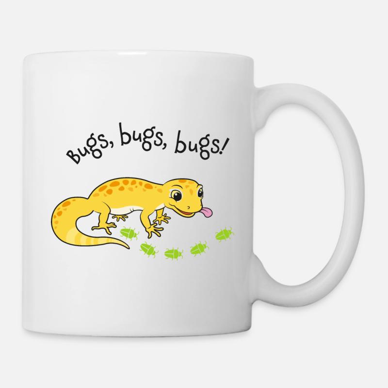 Leopard gecko with delicacies - Mug - white