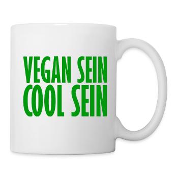 Vegan Sein Cool Sein - Lustiger Veganer Spruch - Tasse - Weiß - Rechts