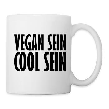 Vegan Sein Cool Sein - Lustiger Veganer Spruch - Tasse - Weiß - Rechts