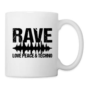 Rave Love Peace Techno Musique - Mug blanc - blanc - Droite