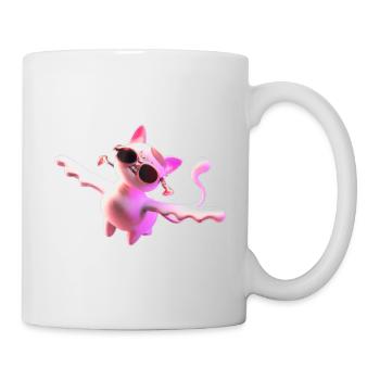 flying cat creature with sunglasses - Mug - white - Right