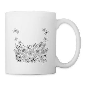 Décor floral avec beaucoup d’espace pour votre texte - Mug blanc - blanc - Droite