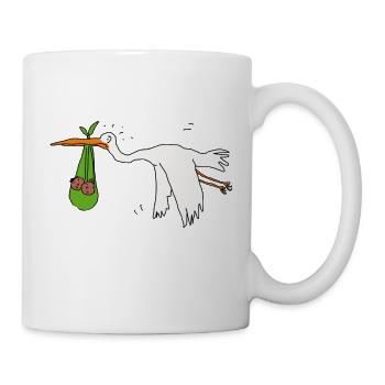 Zwillinge Storch dunkle Haut - Tasse - Weiß - Rechts