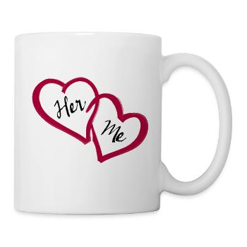 Linked hearts Her and me Valentine's day - Mug - white - Right