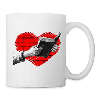 Lire des livres cœurs - Mug blanc - blanc - Droite