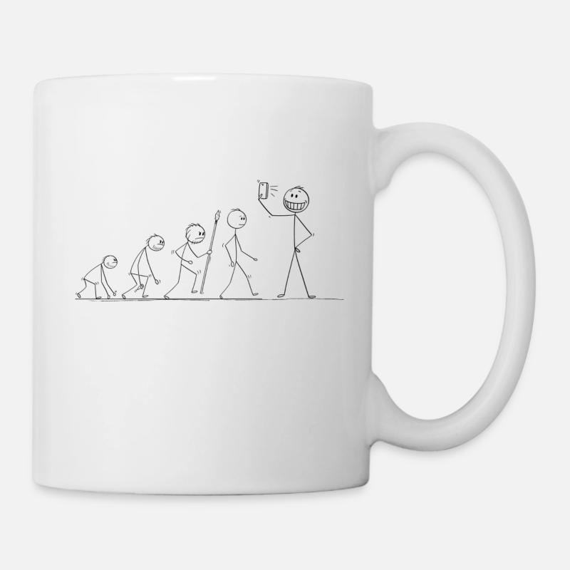 Human Evolution Selfie - Tasse - Weiß