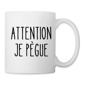 attention je pègue - Mug blanc - blanc - Droite