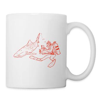 Hai mit Kamerataucher - Tasse - Weiß - Rechts