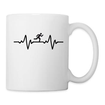 Laufen - Design mit Läufer und Herzschlag - Tasse - Weiß - Rechts