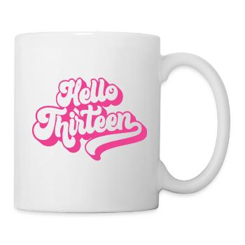 13th Birthday Gift, Hello Thirteen, 13 Years Old - Mug - white - Right