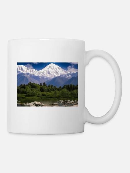 Nanga Parbat und Umgebung - Tasse - Weiß