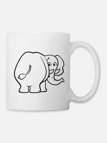 Elephant from behind - surprised, frightened, oops - Mug - white