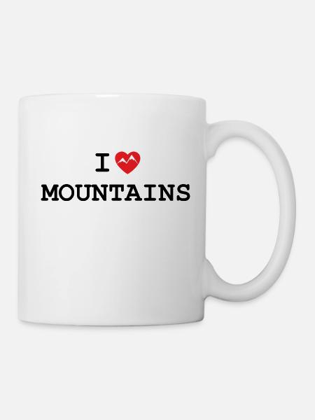 I love mountains - heart with mountain - Mug - white