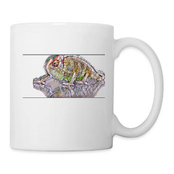 Chamäleon - Kunstdruck farbig und stylisch - Tasse - Weiß - Rechts