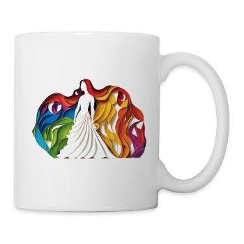 Femme aux cheveux en couleur arc-en-ciel colorée - Mug blanc - blanc - Droite