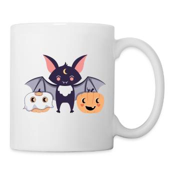 Bat with pumpkins - Mug - white - Right