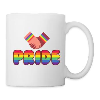 Gay Pride Rainbow Handshake CSD LGBTQ - Mug blanc - blanc - Droite