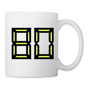 80. 80 JAHRE. 80-JÄHRIGES JUBILÄUM. GEBURTSTAG 80 JAHRE. - Tasse - Weiß - Rechts