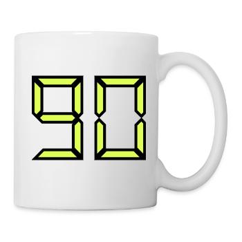 90 JAHRE. 90-JÄHRIGES JUBILÄUM. GEBURTSTAG 90 JAHRE. 90 - Tasse - Weiß - Rechts