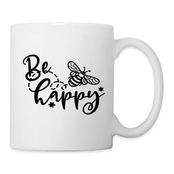 be happy - Sei glücklich - Biene - Tasse - Weiß - Rechts