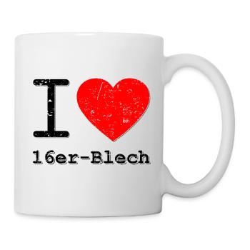 I love mei 16er Blech am Würstlstand - Tasse - Weiß - Rechts