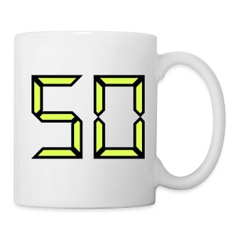 50. 50 JAHRE. 50-jähriges Jubiläum. GEBURTSTAG 50 JAHRE. - Tasse - Weiß - Rechts