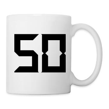 50. 50 JAHRE. 50-jähriges Jubiläum. GEBURTSTAG 50 JAHRE. - Tasse - Weiß - Rechts
